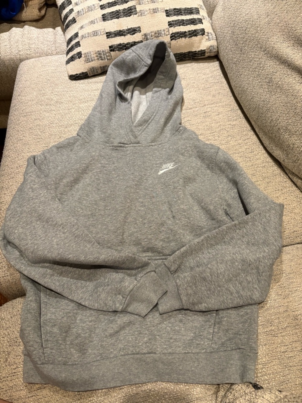 Nike Gray Pullover Hoodie with Small Chest Swoosh
